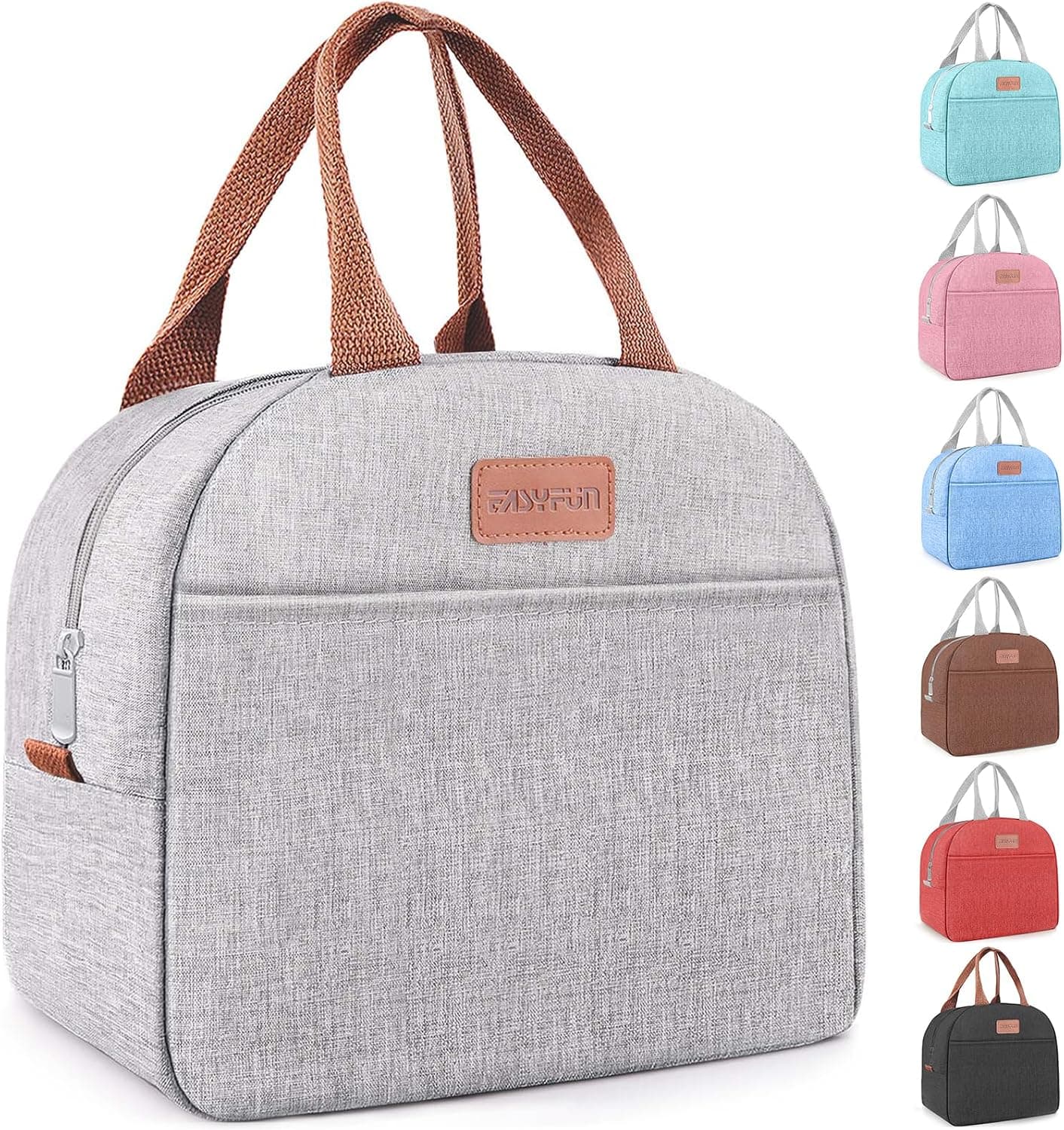 Adult Insulated Lunch Box - Small Leakproof Cooler High-Capacity Lunch Tote for Work, Travel, Grey