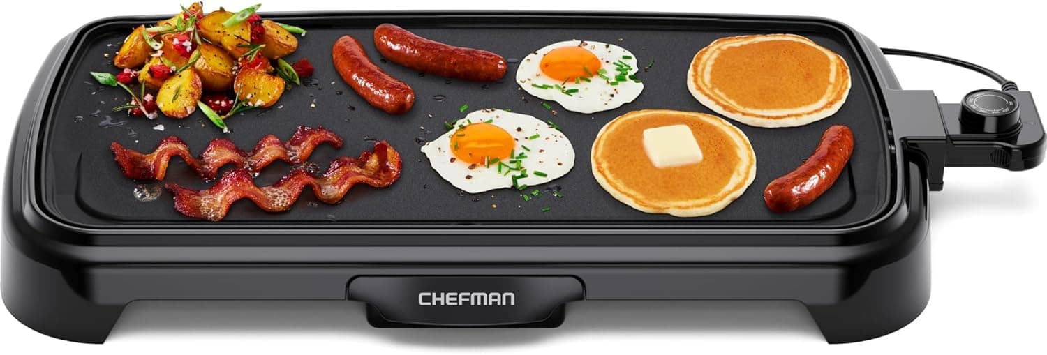Chefman XL Electric Griddle with Removable Temperature Control, Immersible Flat Top Grill, Nonstick 10 x 20 Inch