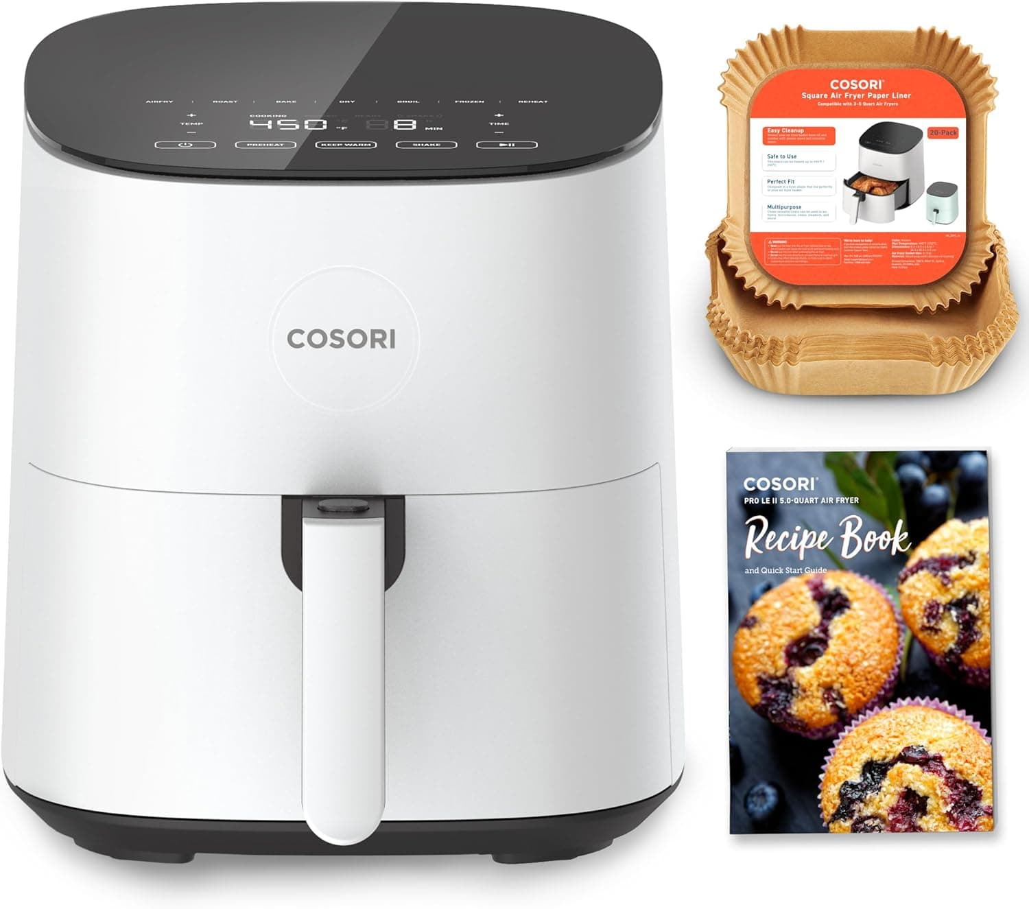 Cosori Air Fryer Pro LE 5-Qt, 10 Functions, White