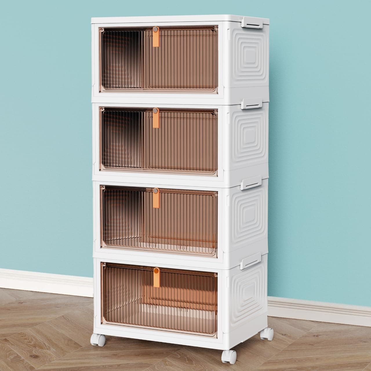 CTSNSLH 4 Tier Plastic Storage Bins with Lid 23QT Stackable