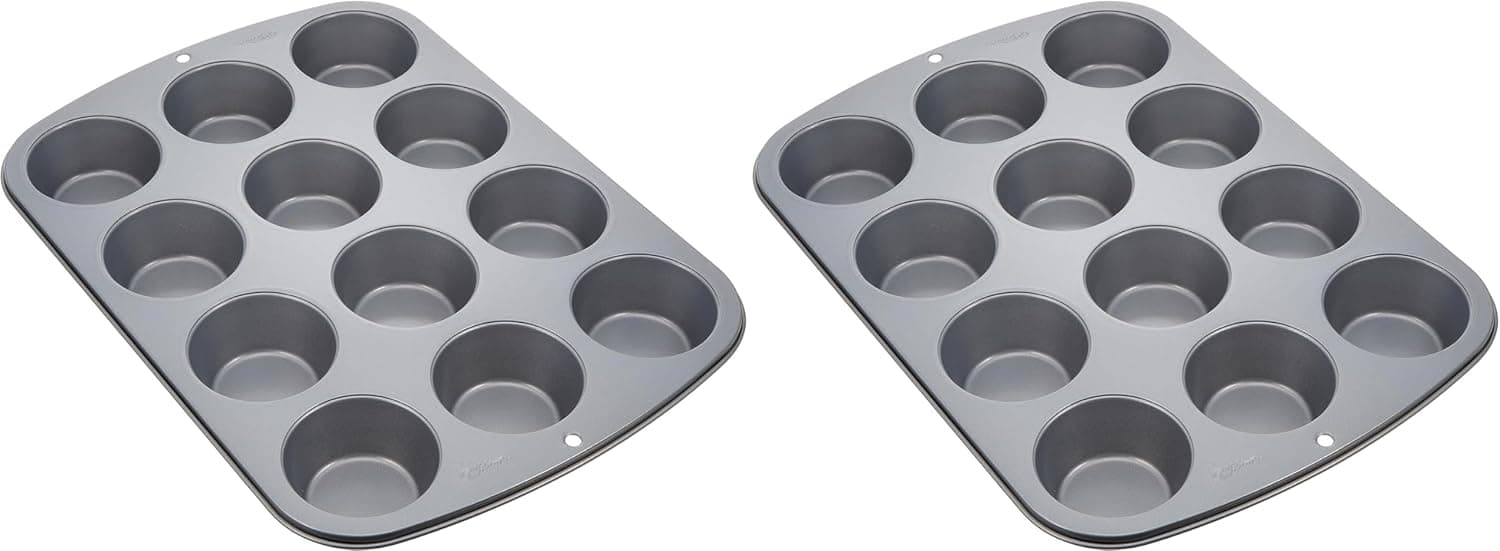 Wilton Recipe Right Muffin Pan, 12-Cup Non-Stick, Pack of 2