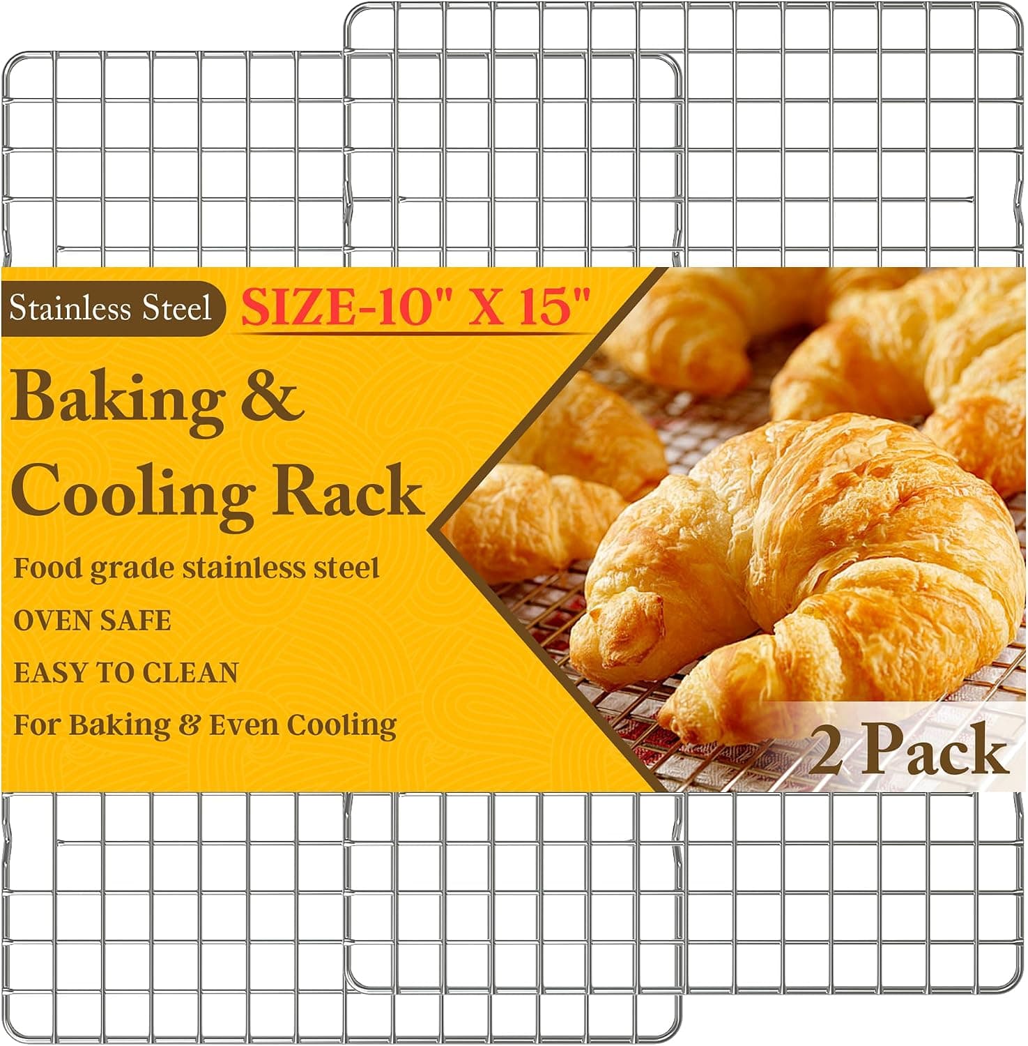2PCS Cooling Racks for Cooking and Baking, 10"x15", Stainless Steel