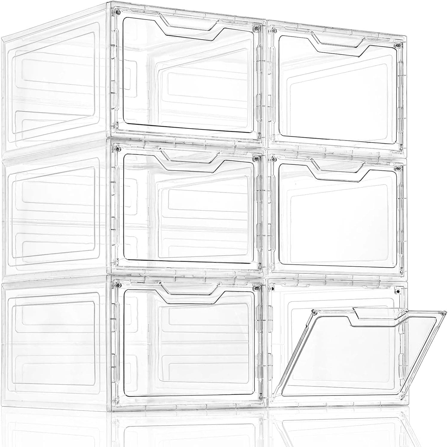 Freebat 4-Tier Stackable Storage Bins with Lid 23QT on Wheels