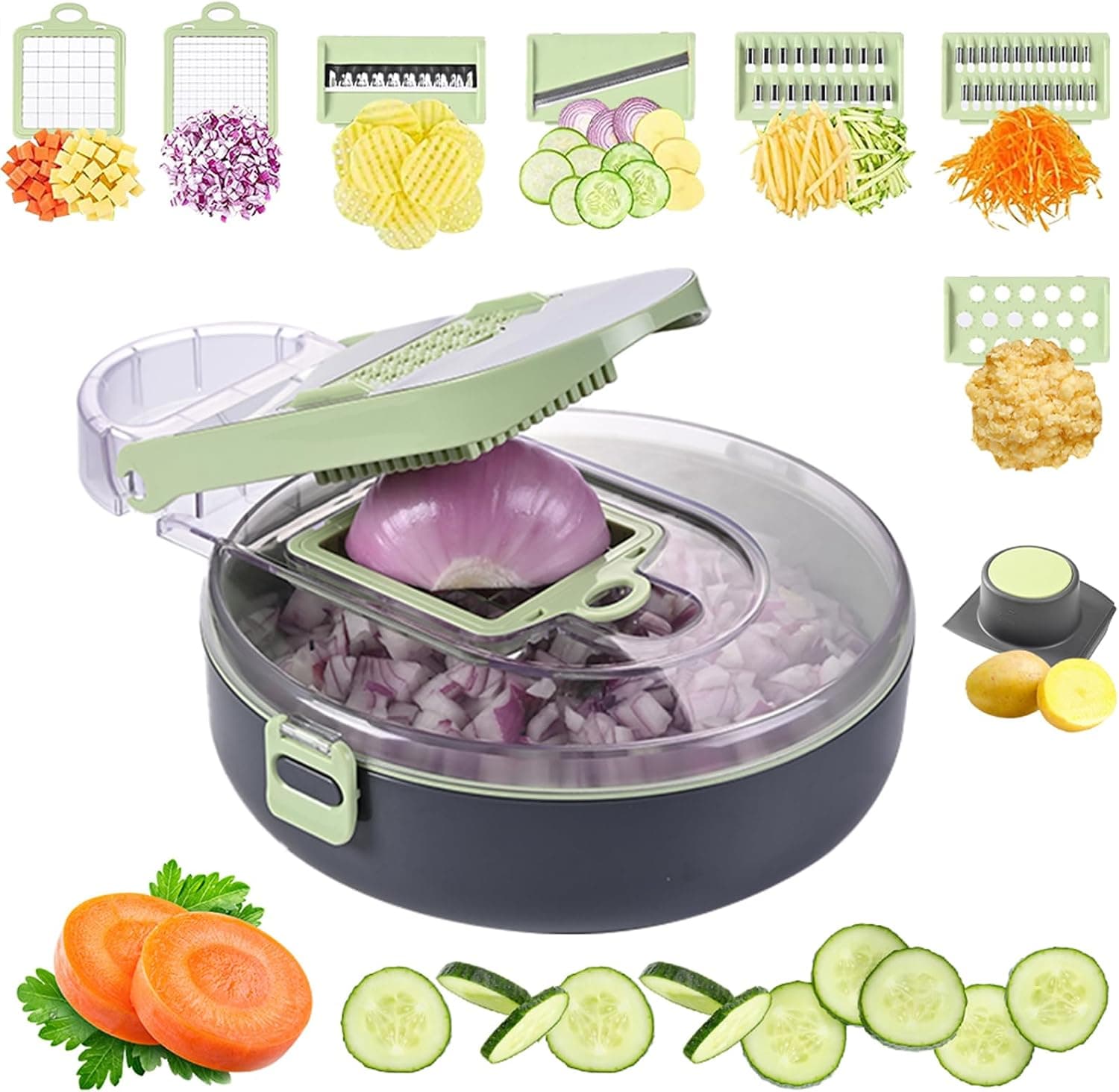Ear&Ear Vegetable Chopper with Container, 8 Blades