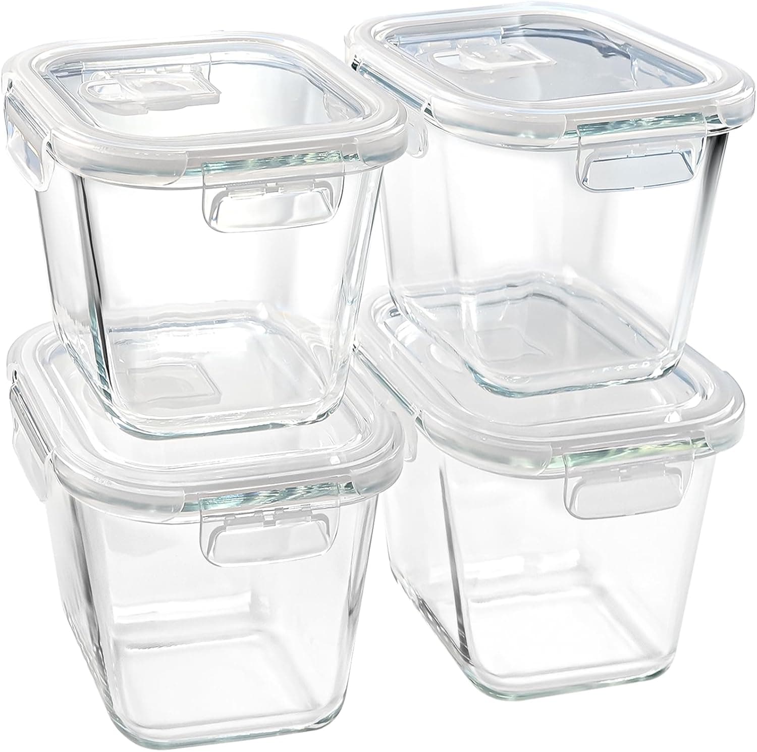 Susukkie Borosilicate Glass Soup Containers 32oz, 4 Pack