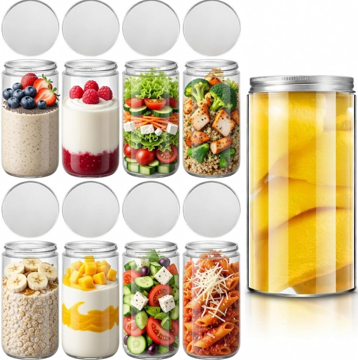 Norme 8 Pack 32 oz Wide Mouth Mason Jars with Lids, Quart