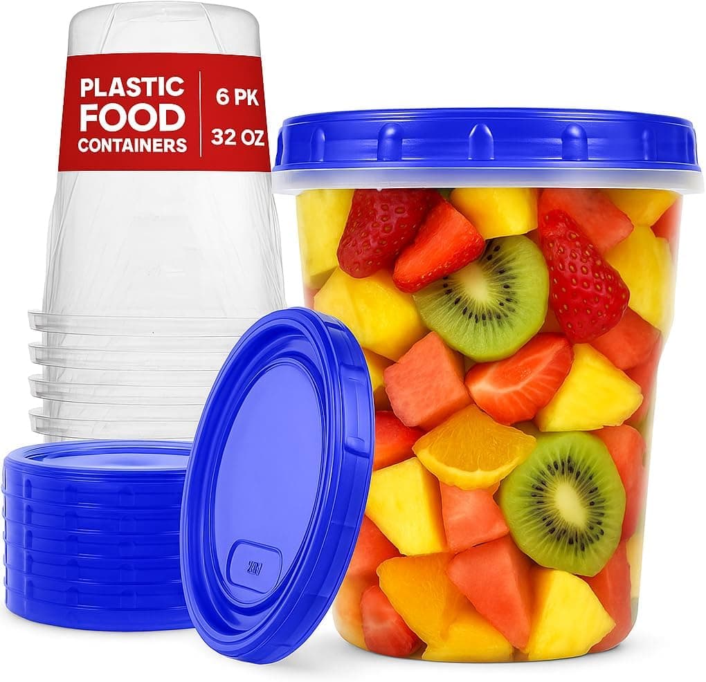 Plastic Deli Soup Containers Twist Top 32oz, 6 Pack