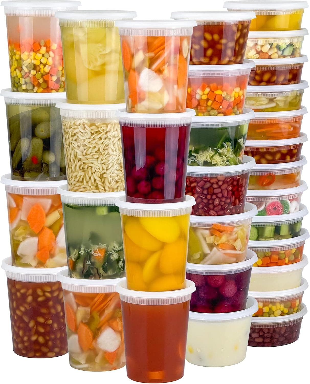 Dipoo 60 Sets Deli Containers with Lids for Soup, 32/16/8oz