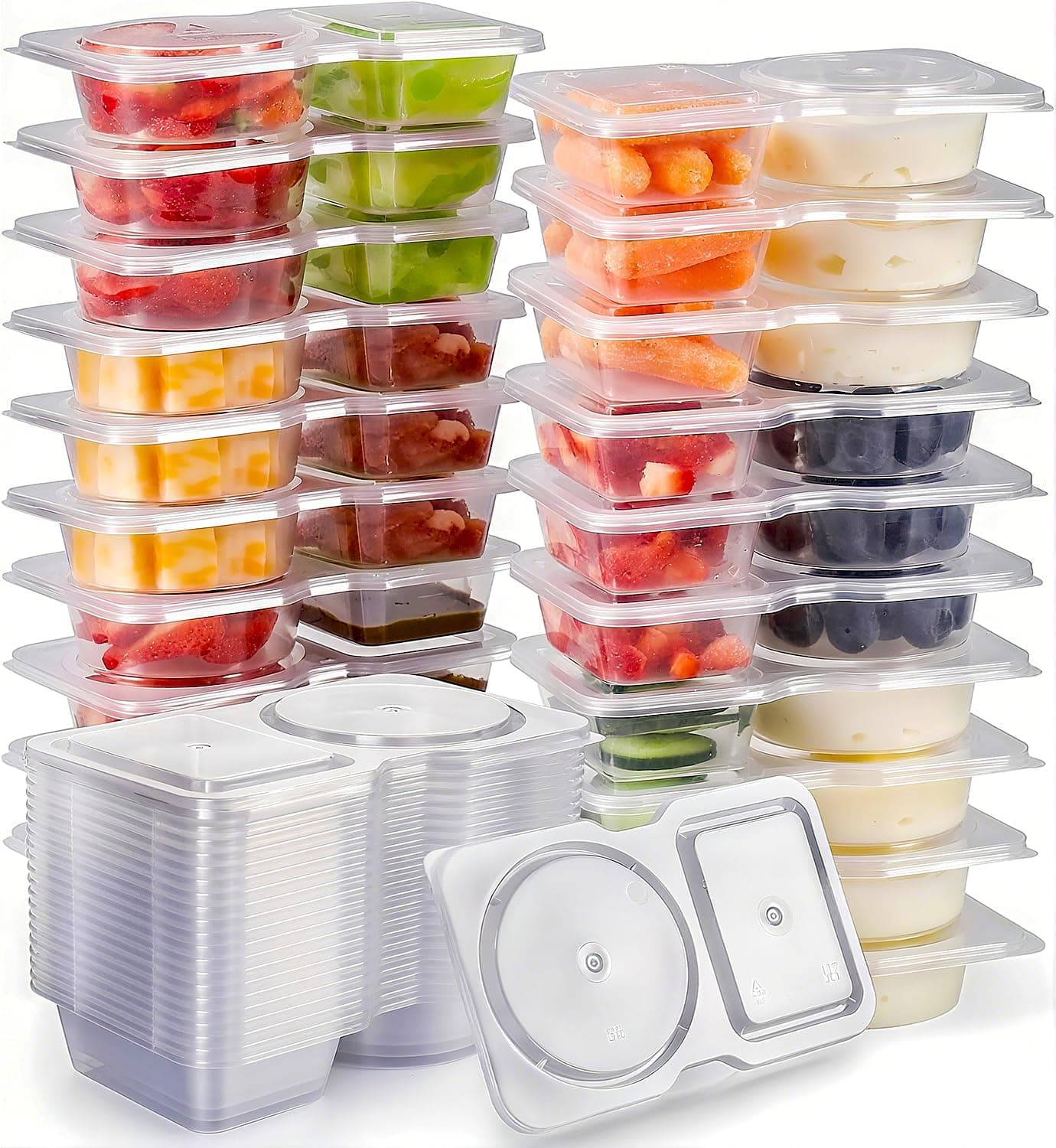 Reusable Snack Containers with Lids, 20 Pcs Snackle Box Double Compartment