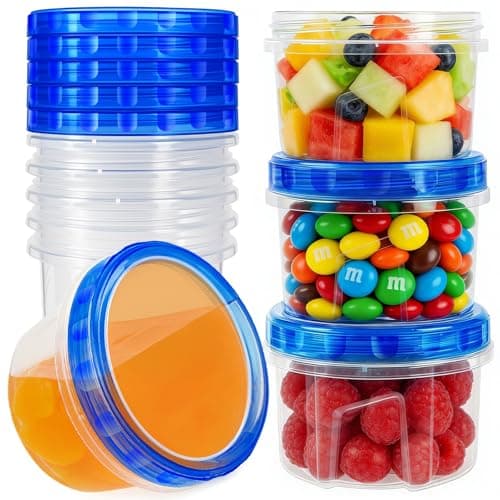 10 Pack 17oz Small Freezer Food Storage Containers with Twist Top Lids