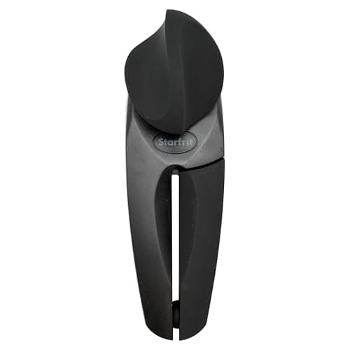 Starfrit MightiCan Can Opener, Safe Smooth-Cut, Comfort Grip, Black | Safe can opener. Holds lid after cutting. No sharp edges. Comfort grip. Non-slip knob. 3-year warranty.