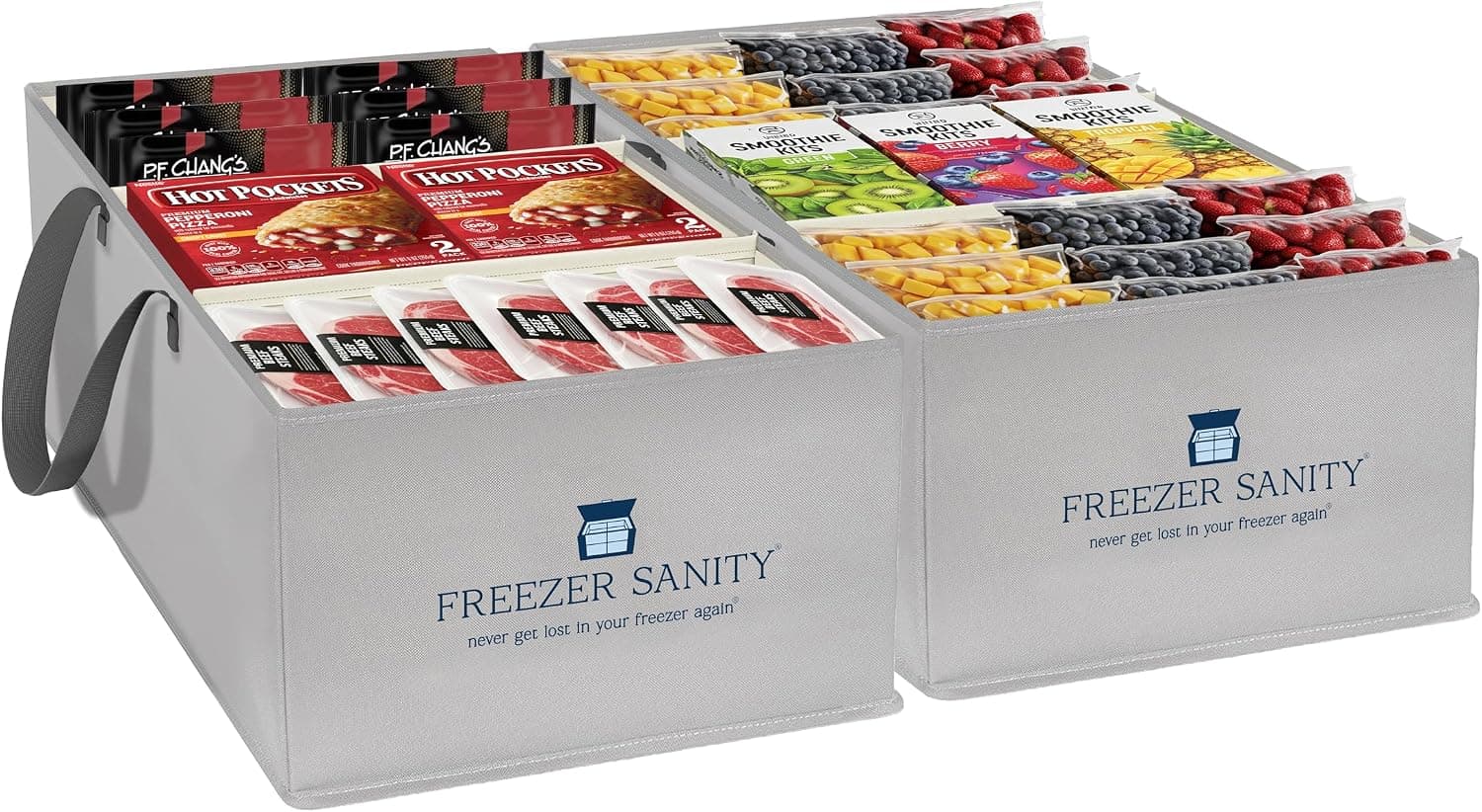 FREEZER SANITY Collapsible Chest Freezer Organizer Bins