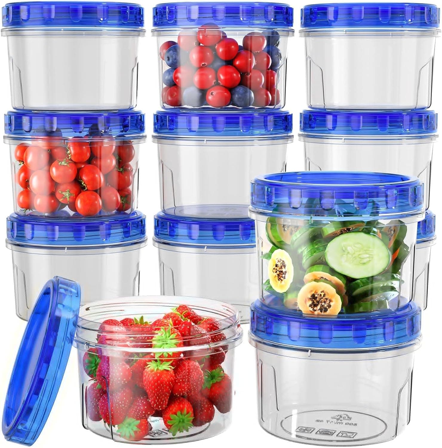 HOMETALL Freezer Storage Containers 12 Pack 16oz Twist Top